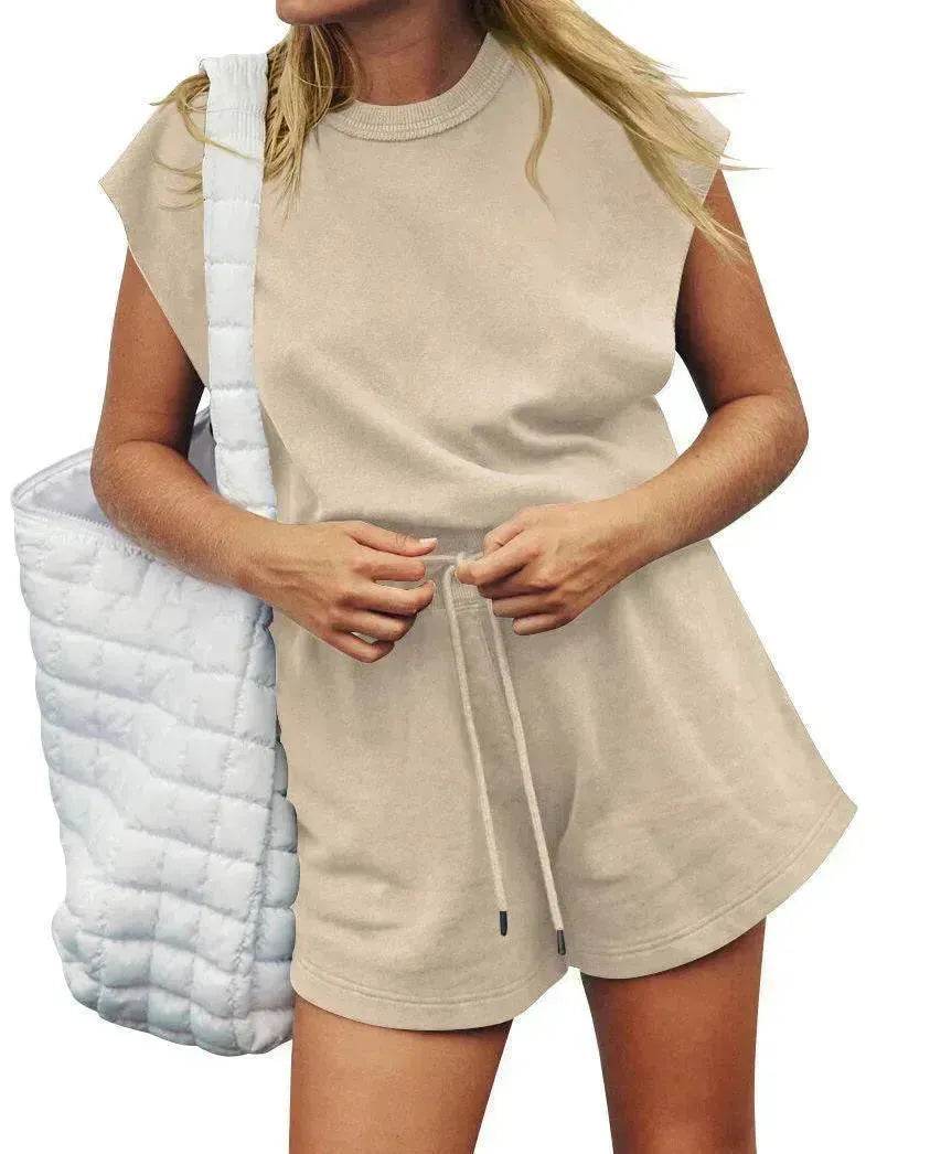 Summer Sleeveless Cotton Backless Short Women Jumpsuit Casual Loose Top And Drawstring Shorts Overall For Womens Clothing - EX-STOCK Canada