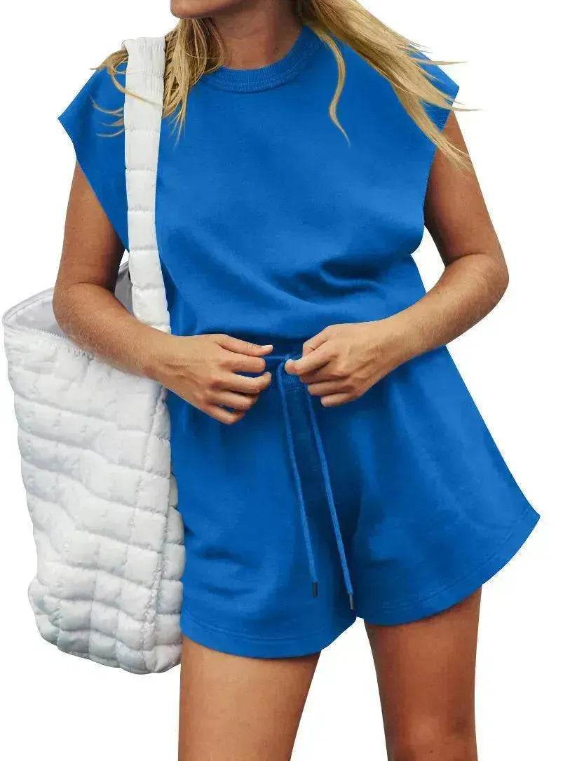 Summer Sleeveless Cotton Backless Short Women Jumpsuit Casual Loose Top And Drawstring Shorts Overall For Womens Clothing - EX-STOCK Canada