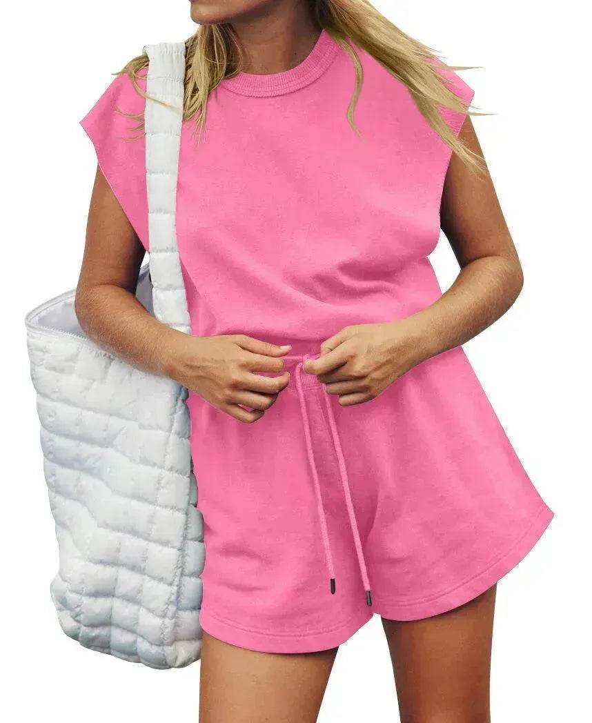 Summer Sleeveless Cotton Backless Short Women Jumpsuit Casual Loose Top And Drawstring Shorts Overall For Womens Clothing - EX-STOCK Canada