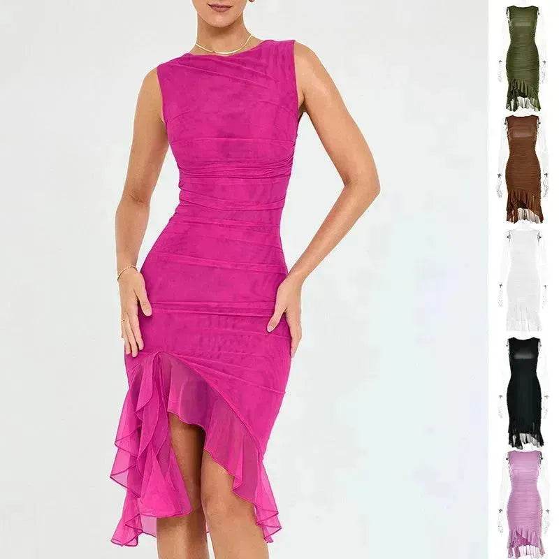 Summer Slim Skinny Sleeveless Dress for Women Fashion Party Club Dresses White / S