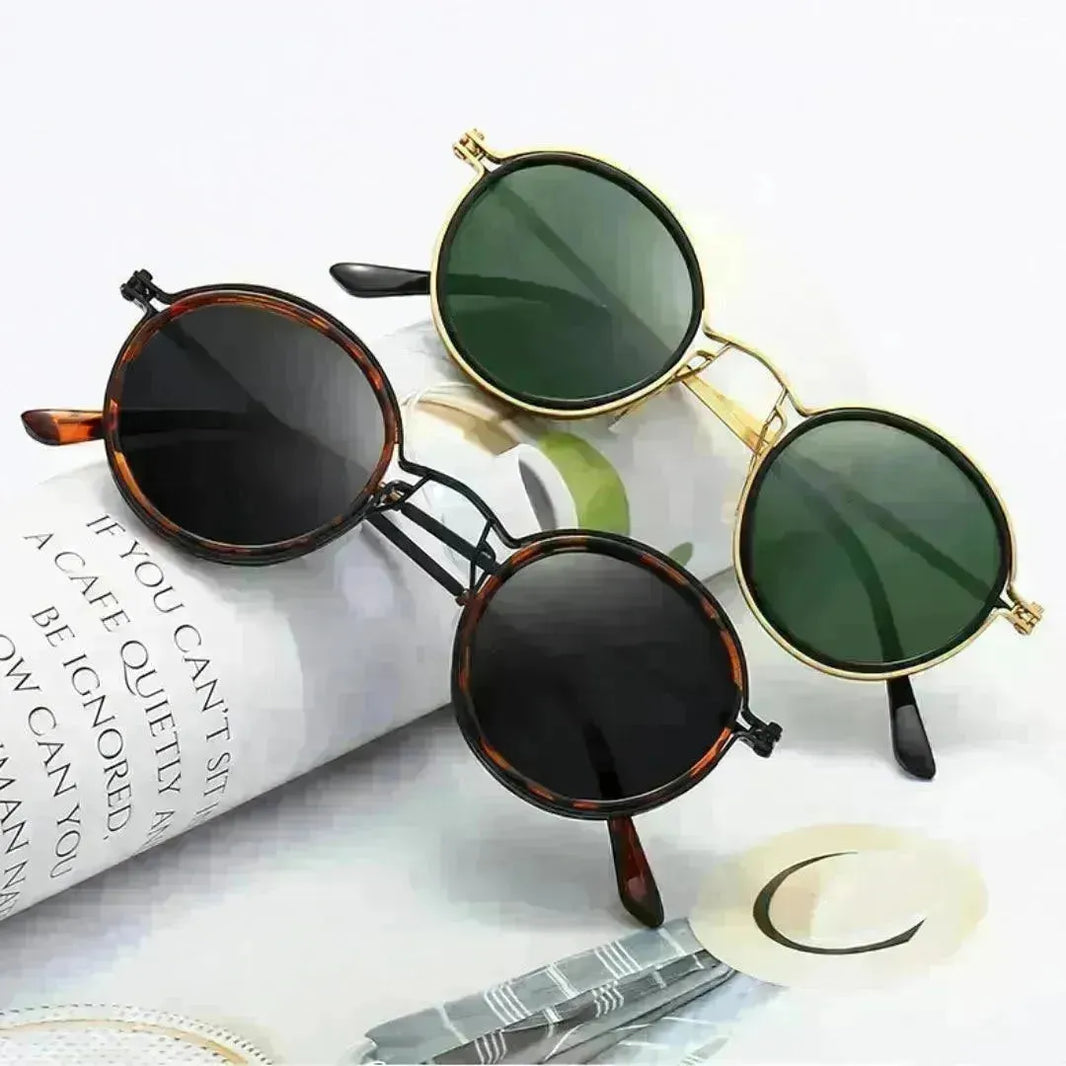 Sunscreen Retro Style Round Frame Metal Sunglasses - EX-STOCK CANADA