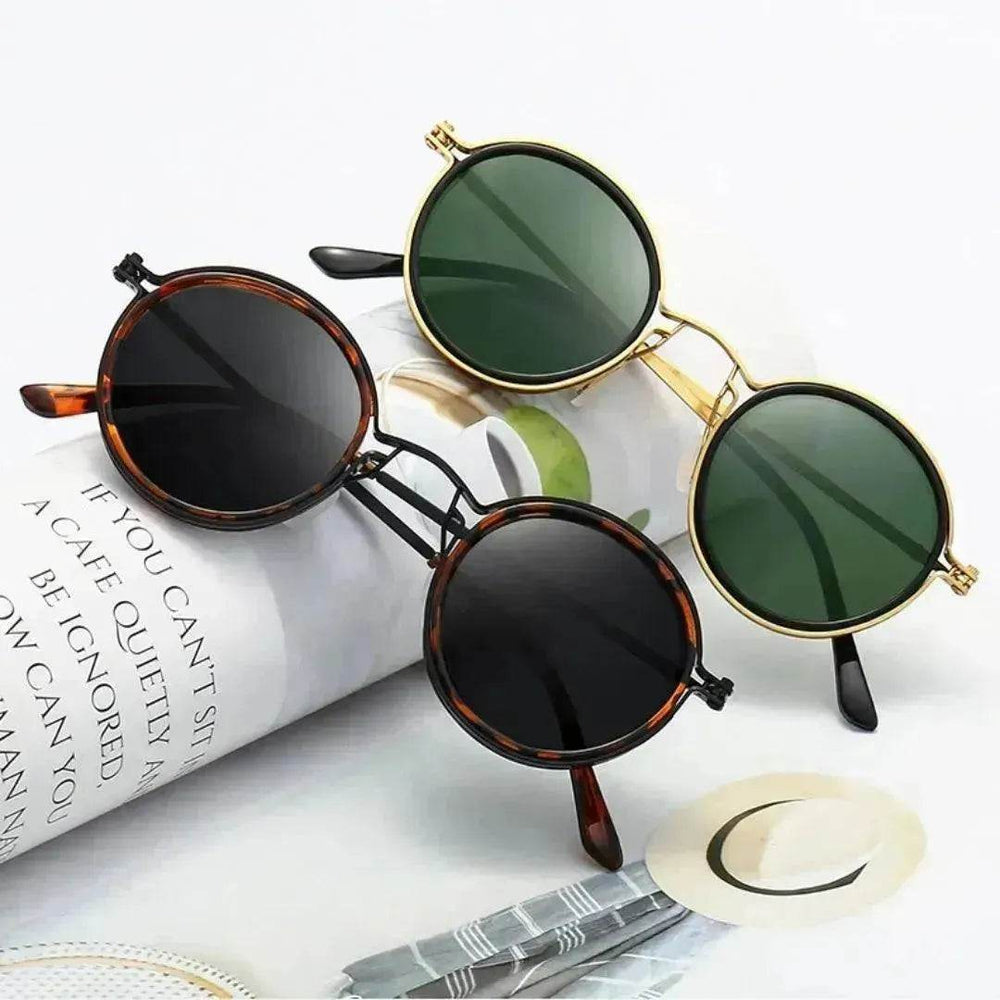 Sunscreen Retro Style Round Frame Metal Sunglasses - EX-STOCK Canada