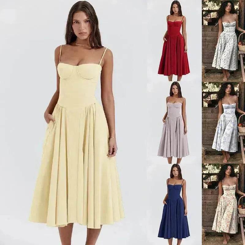 Suspender Dress Summer Elegant Low-cut Slim Backless Sling Dress For Women Clothing Party Evening - EX-STOCK Canada