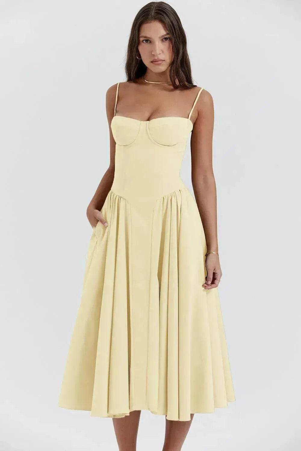 Suspender Dress Summer Elegant Low-cut Slim Backless Sling Dress For Women Clothing Party Evening - EX-STOCK Canada