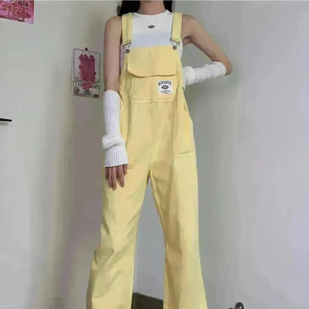 Suspender Pants High Waist Loose Straight Slimming Women - EX-STOCK CANADA