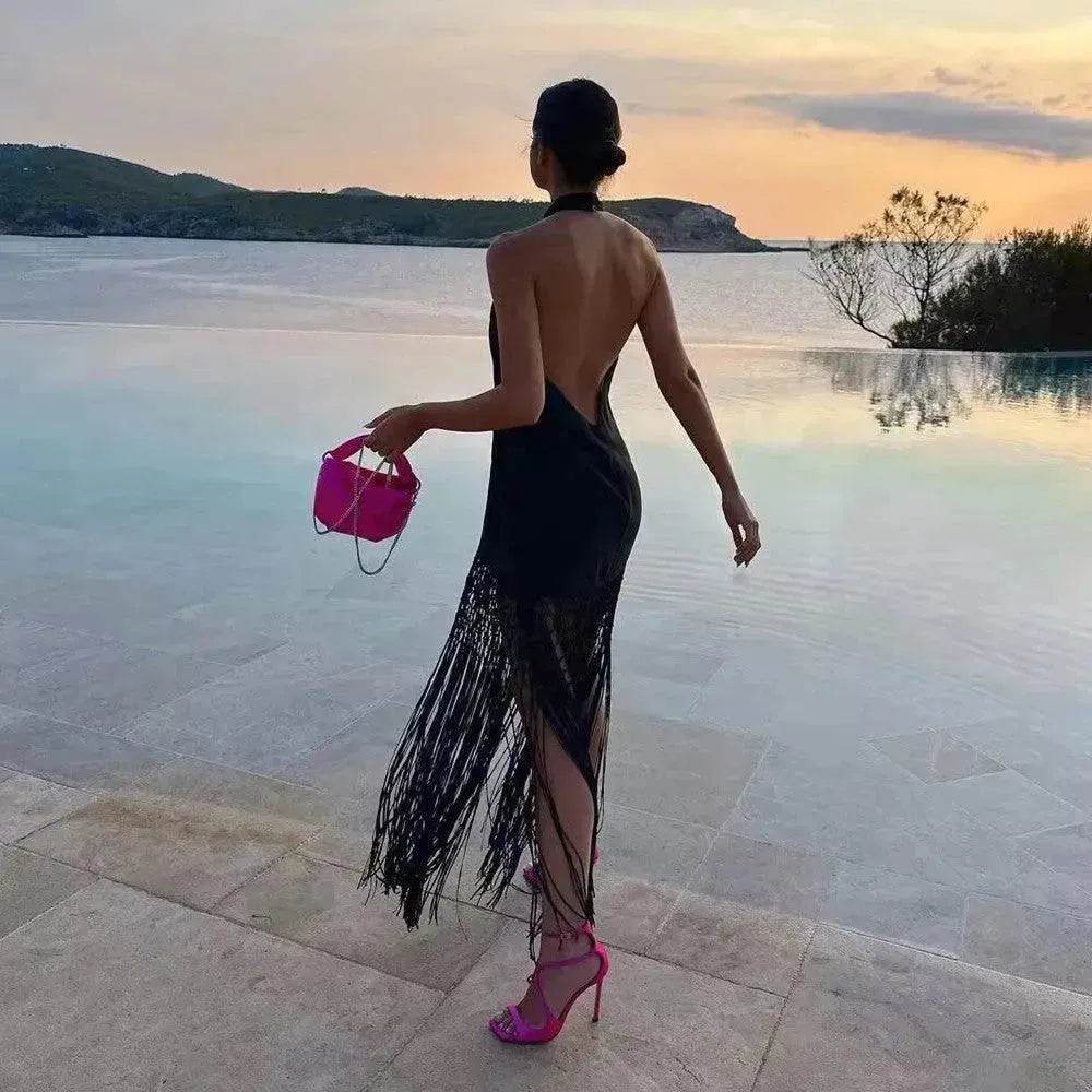 Tassel Hangings Collar Linen Dress - EX-STOCK Canada