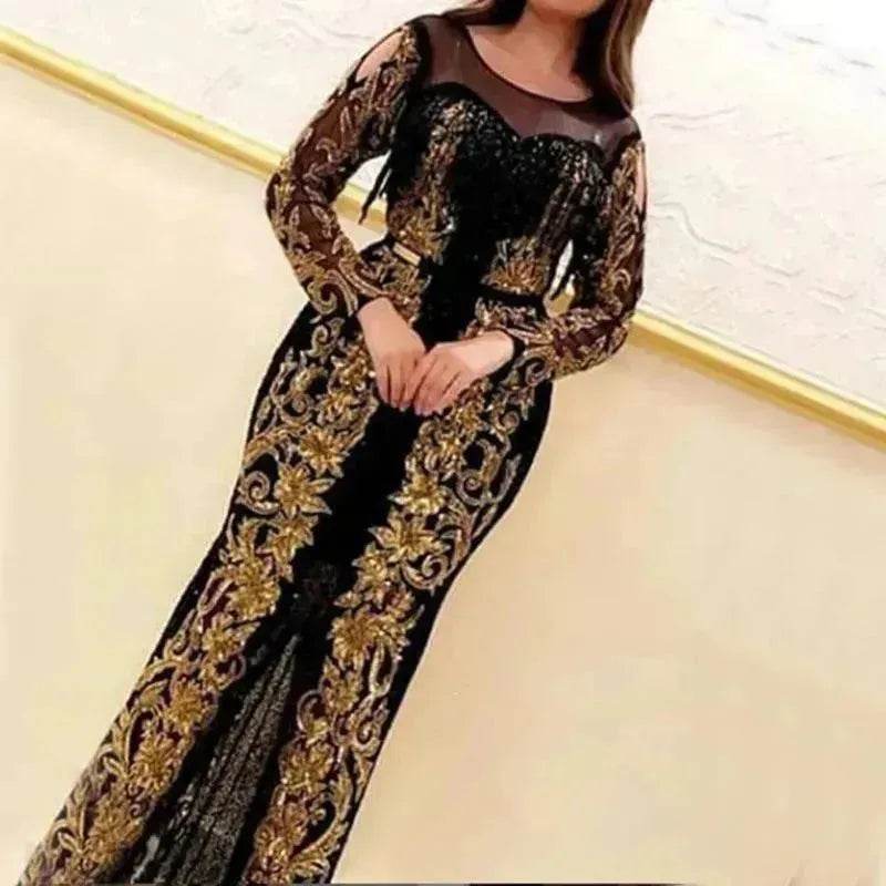 Temperament Commute Long Sleeve Sequins Dress for Cocktail Party - EX-STOCK Canada