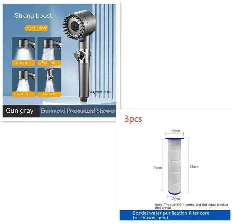 The Third Gear Adjustable Strong Supercharged Shower Head Household Bath Shower Hose Shower Head - EX-STOCK Canada
