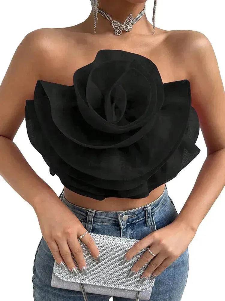 Three-dimensional Organza Flower Small Sling Chest-wrapped Vest - EX-STOCK Canada