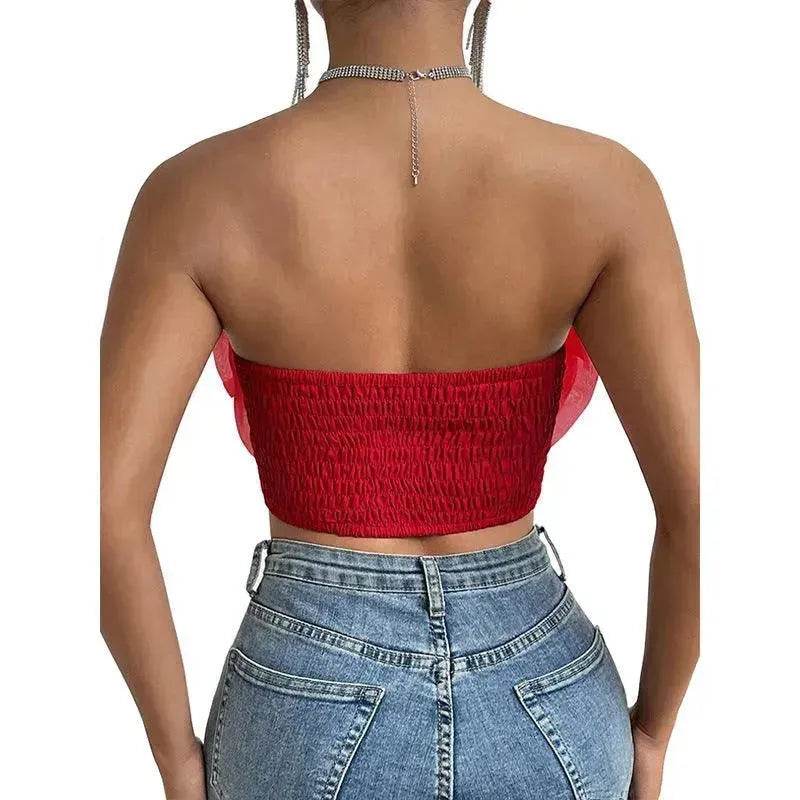 Three-dimensional Organza Flower Small Sling Chest-wrapped Vest - EX-STOCK Canada