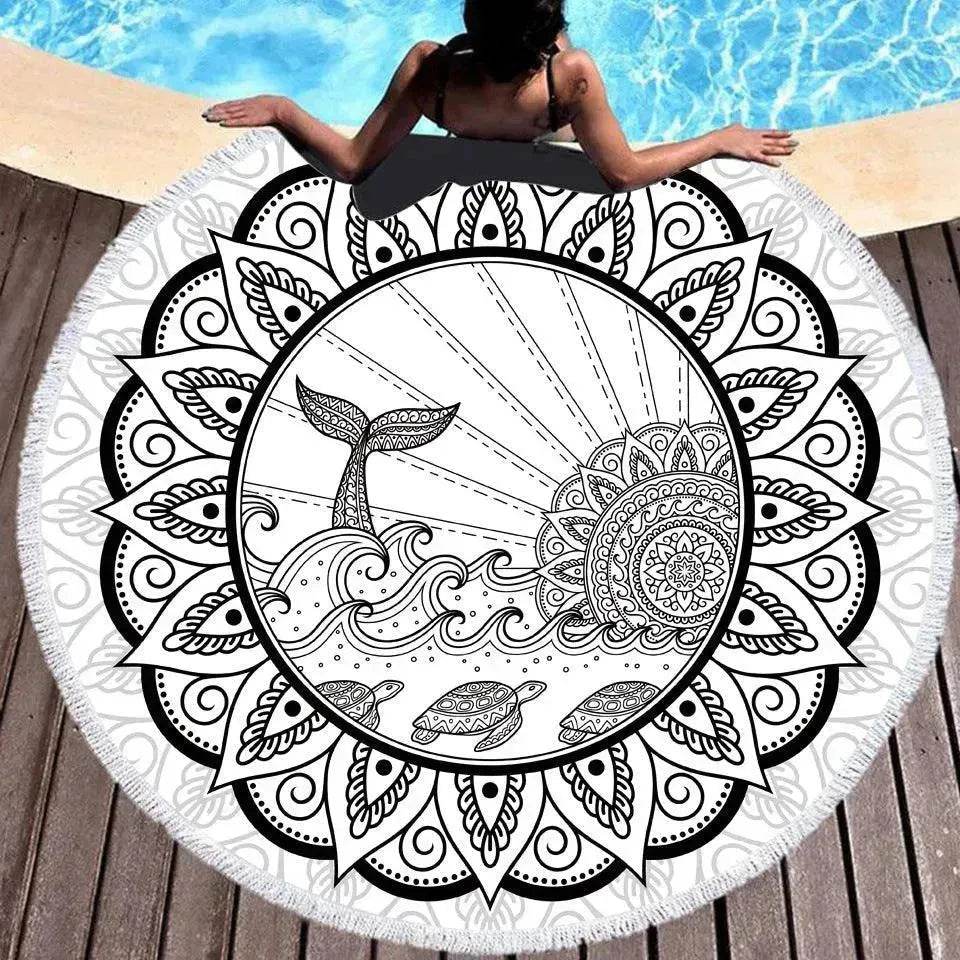Tie-dye Colorful Digital Printing Microfiber Round Beach Towel - EX-STOCK Canada