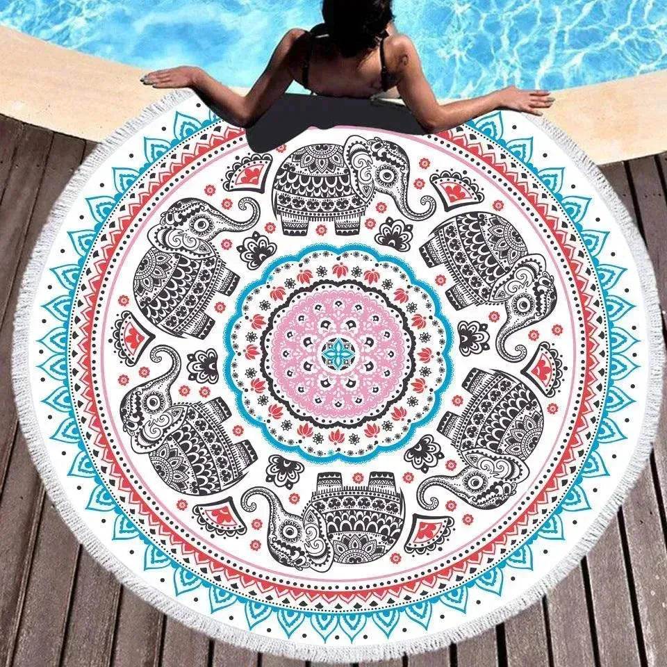 Tie-dye Colorful Digital Printing Microfiber Round Beach Towel - EX-STOCK Canada
