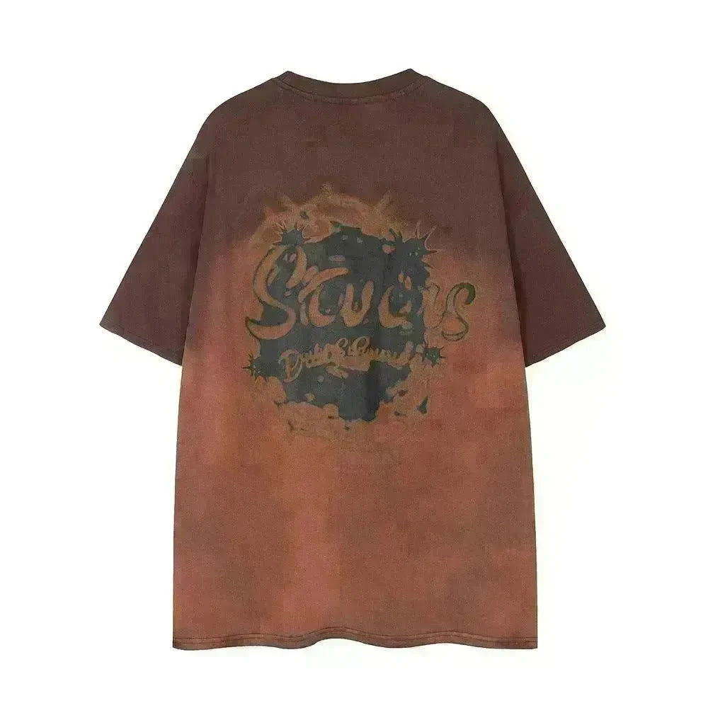 Tie-dye Gradient Short-sleeved T-shirt Idle Style - EX-STOCK CANADA