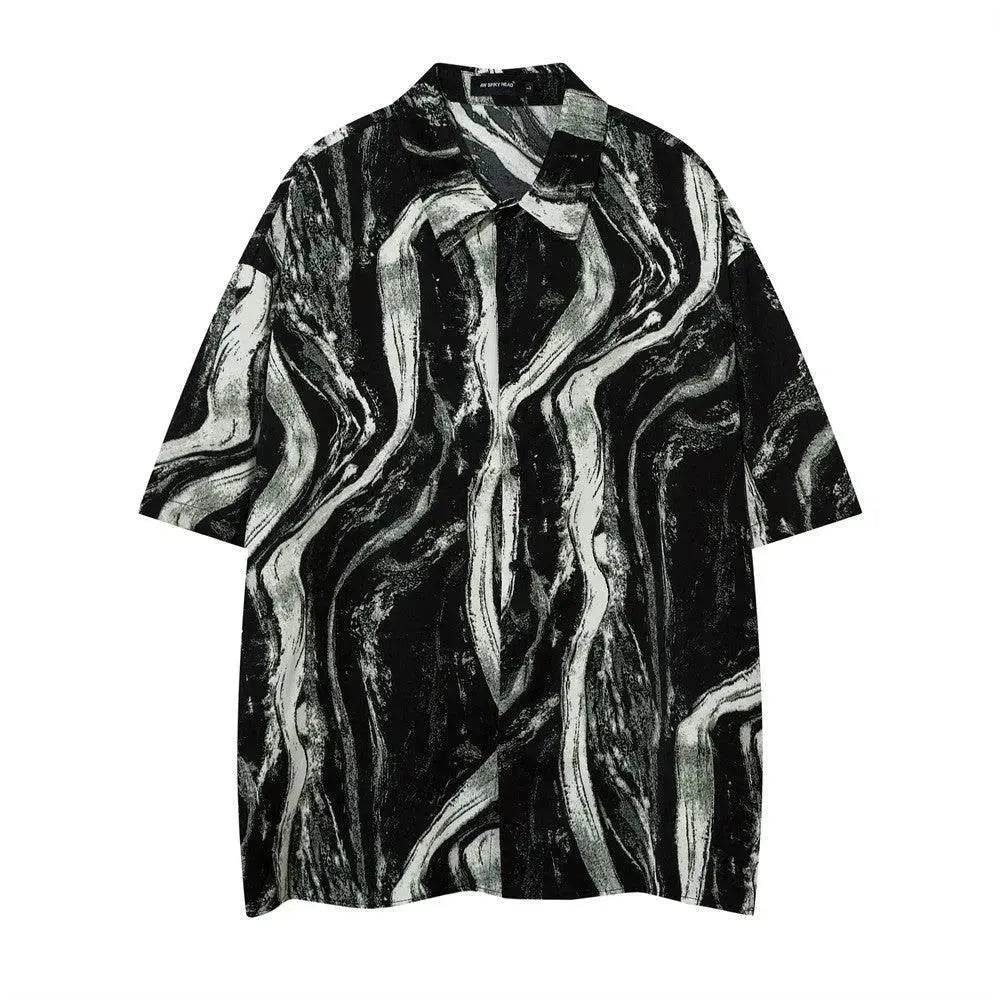 Tie-dyed Contrast Color Design Short-sleeved Shirt - EX-STOCK Canada