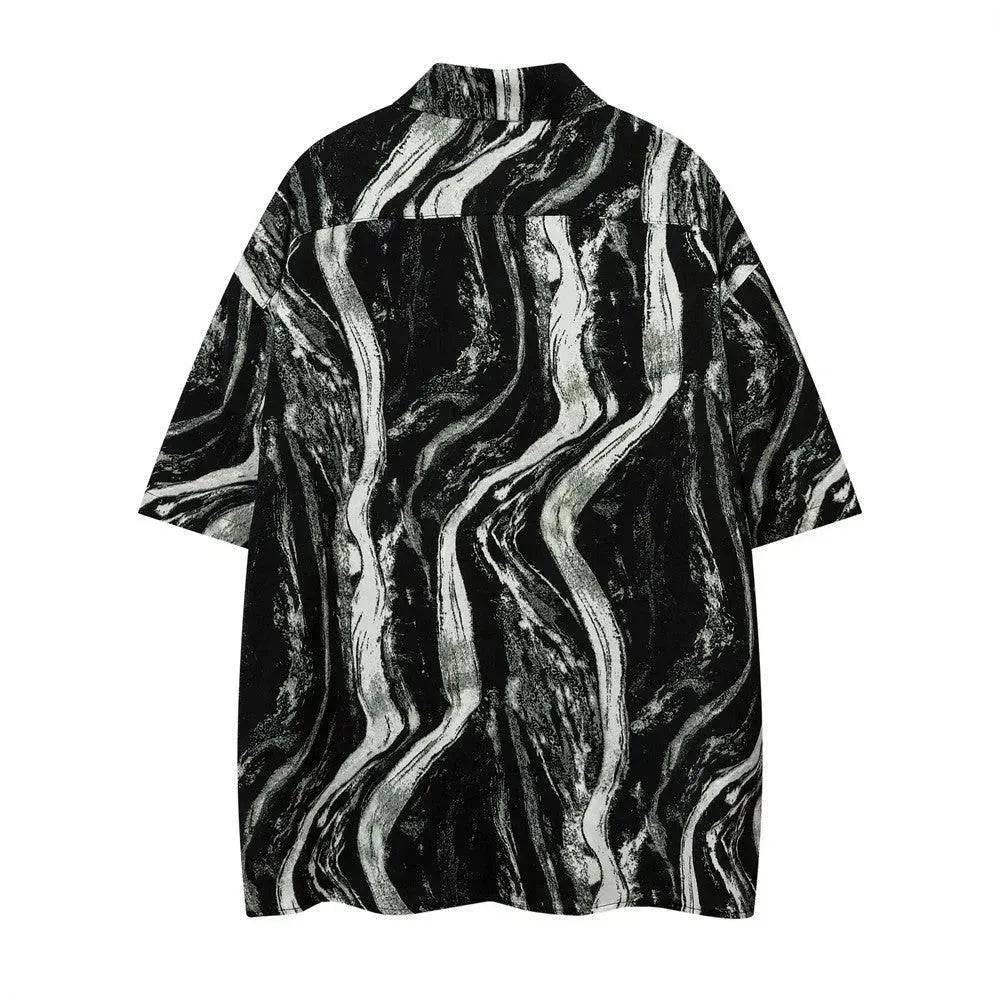 Tie-dyed Contrast Color Design Short-sleeved Shirt - EX-STOCK Canada