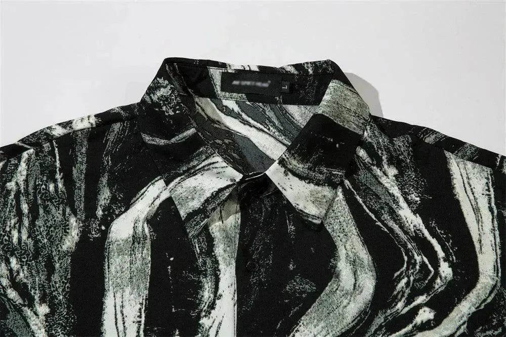 Tie-dyed Contrast Color Design Short-sleeved Shirt - EX-STOCK Canada