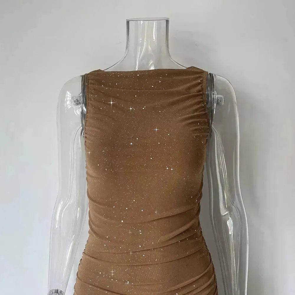 Tight Side Slit Pleated Party Party Dress Women - EX-STOCK Canada