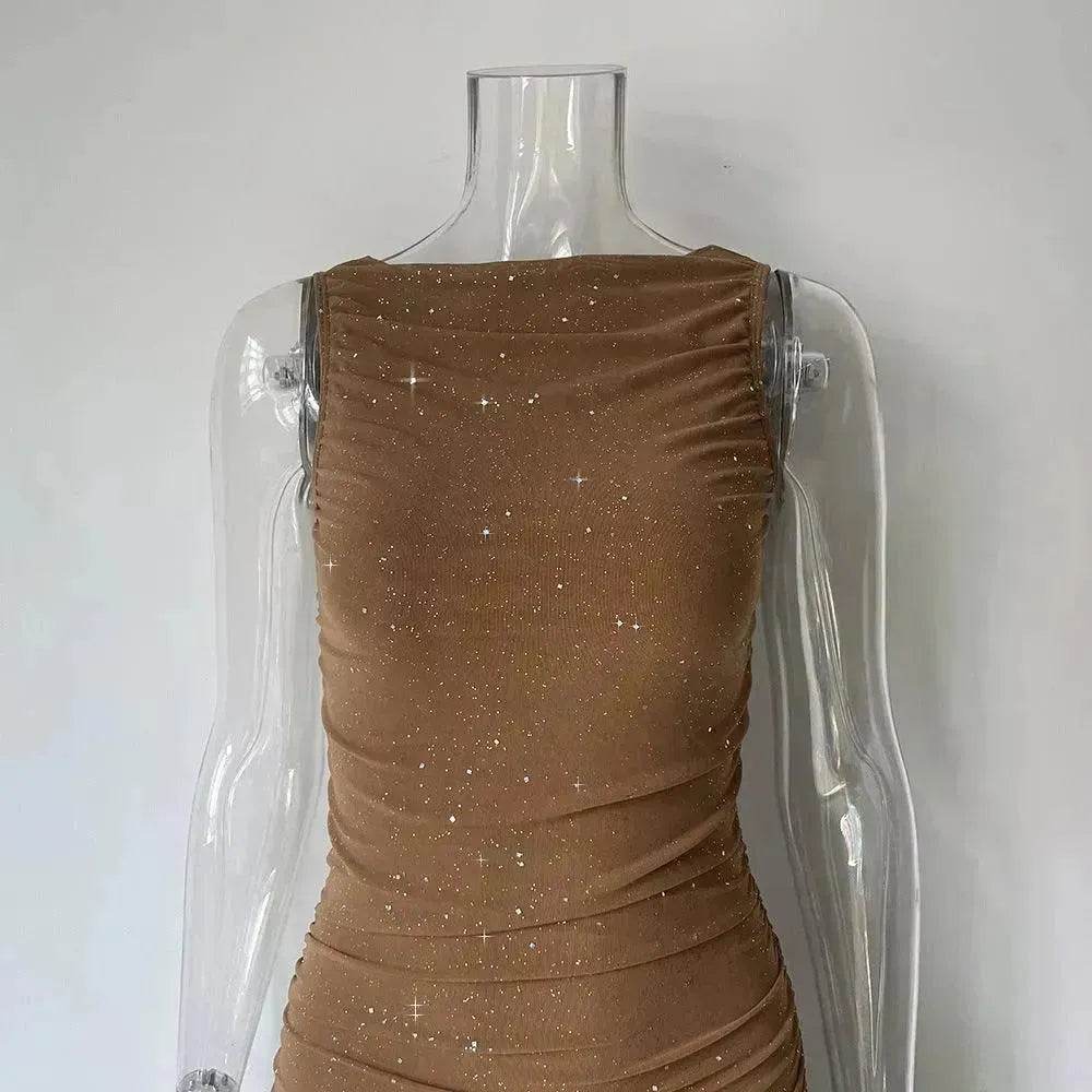 Tight Side Slit Pleated Party Party Dress Women - EX-STOCK Canada