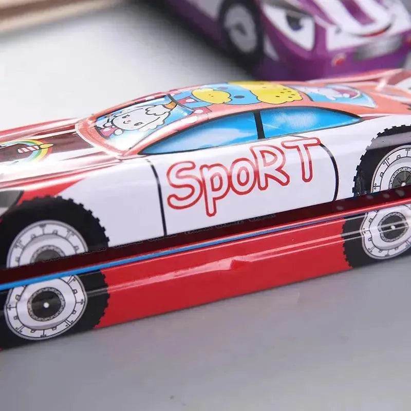 Tinplate Car Trolley Double-layer Stationery Box Racing Shape Pencil Case Cartoon Pattern Pencil Case - EX-STOCK Canada