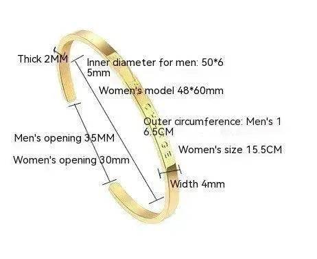 Titanium Steel Open-end Engraved Fashion Bracelet for Women - EX-STOCK Canada