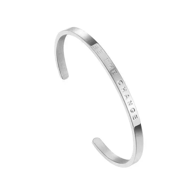 Titanium Steel Open-end Engraved Fashion Bracelet for Women - EX-STOCK Canada