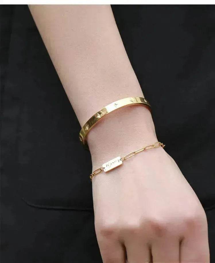 Titanium Steel Plated 18K Gold Star Bracelet for Women Gold Bracelet - EX-STOCK Canada