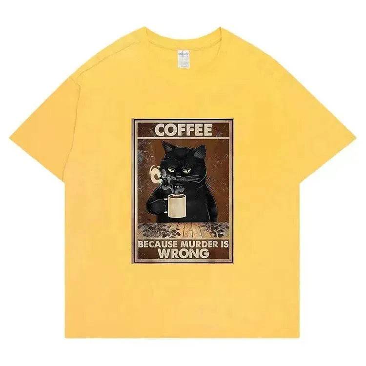 Trendy Short Sleeve Cat Poster Printed Unisex Casual T-shirt - EX-STOCK Canada