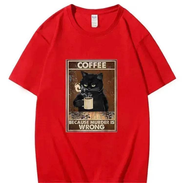 Trendy Short Sleeve Cat Poster Printed Unisex Casual T-shirt - EX-STOCK Canada