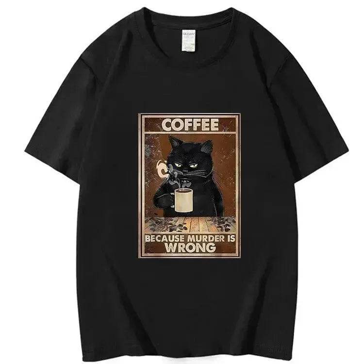 Trendy Short Sleeve Cat Poster Printed Unisex Casual T-shirt - EX-STOCK Canada
