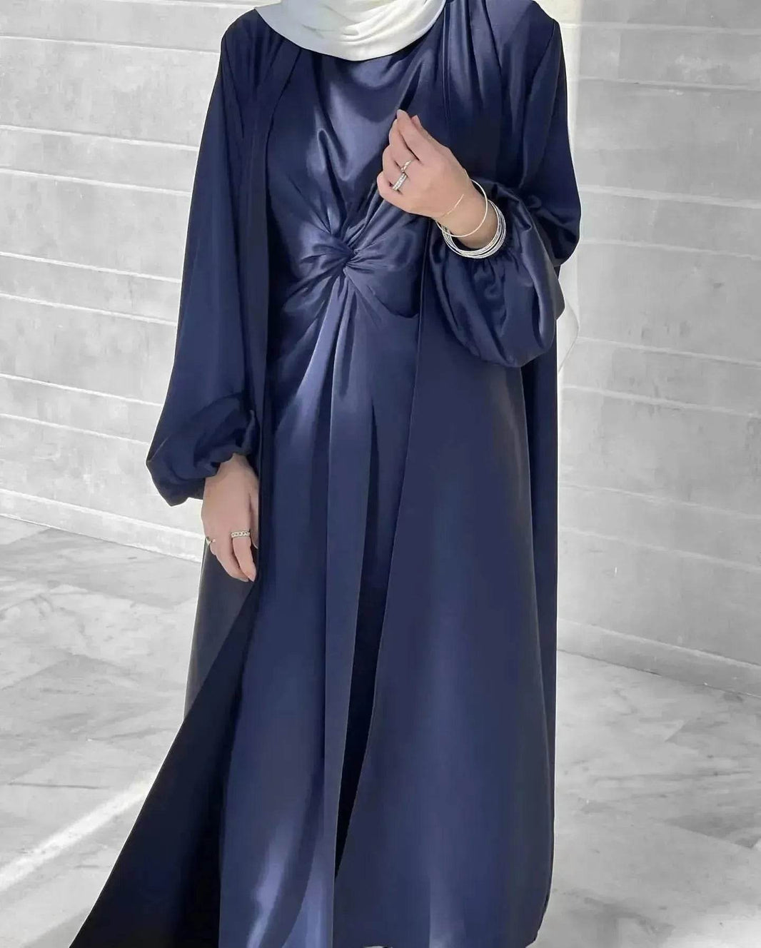 Turkey Dubai Fashion Solid Color Two-piece Set Dress Cardigan Suit - EX-STOCK Canada