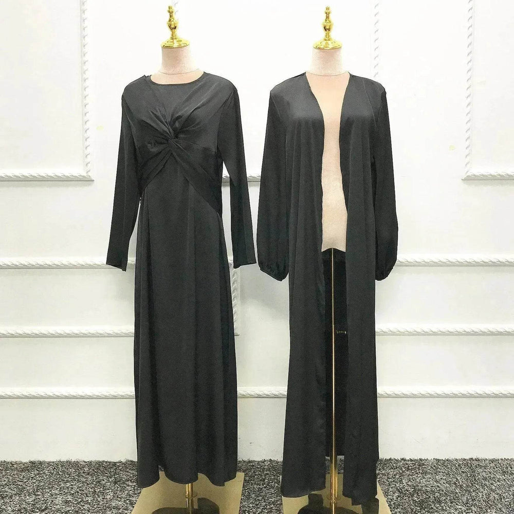 Turkey Dubai Fashion Solid Color Two-piece Set Dress Cardigan Suit - EX-STOCK Canada