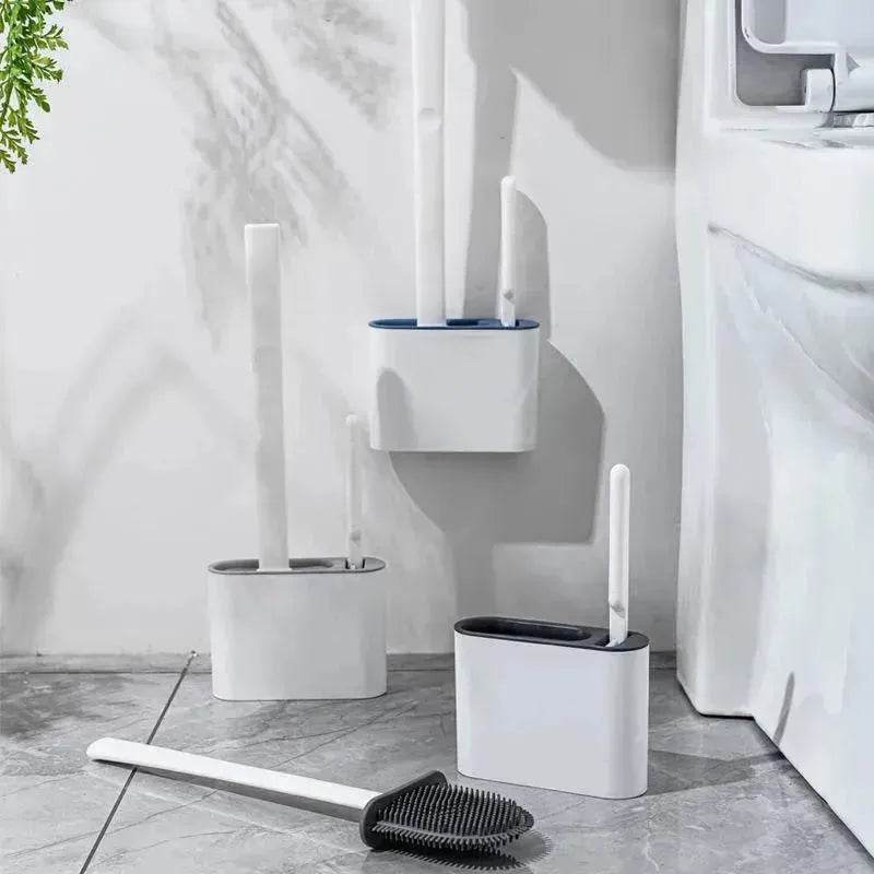 Two-in-one Set Of Silicone Brush Head Toilet Cleaning Brush - EX-STOCK Canada