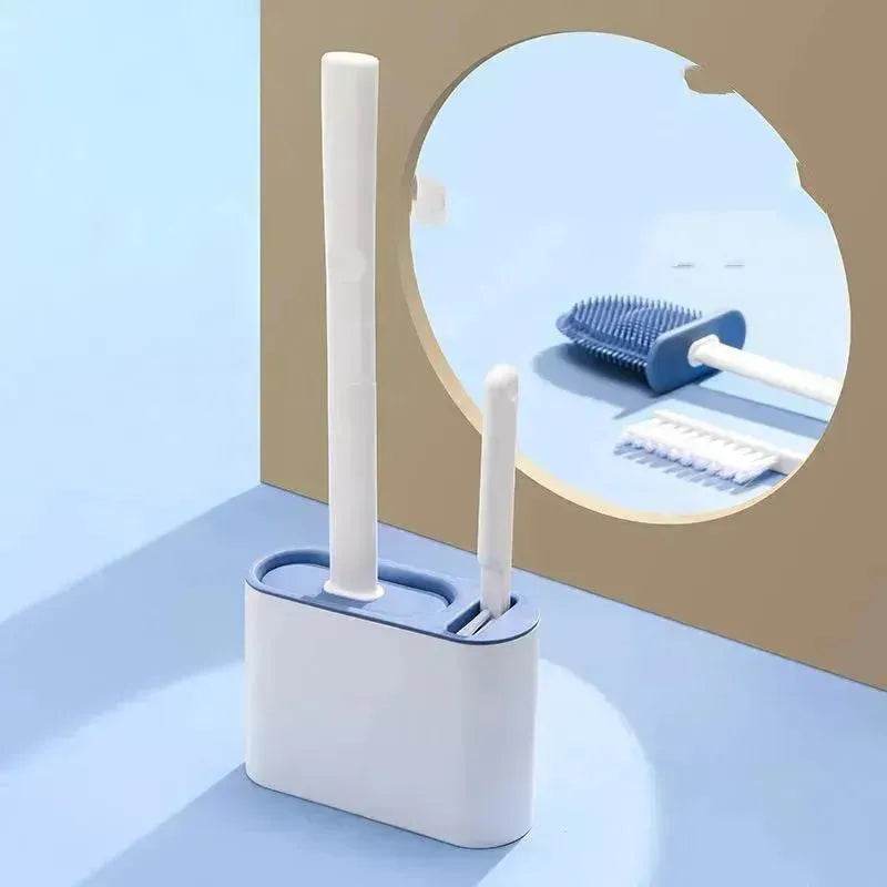 Two-in-one Set Of Silicone Brush Head Toilet Cleaning Brush - EX-STOCK Canada