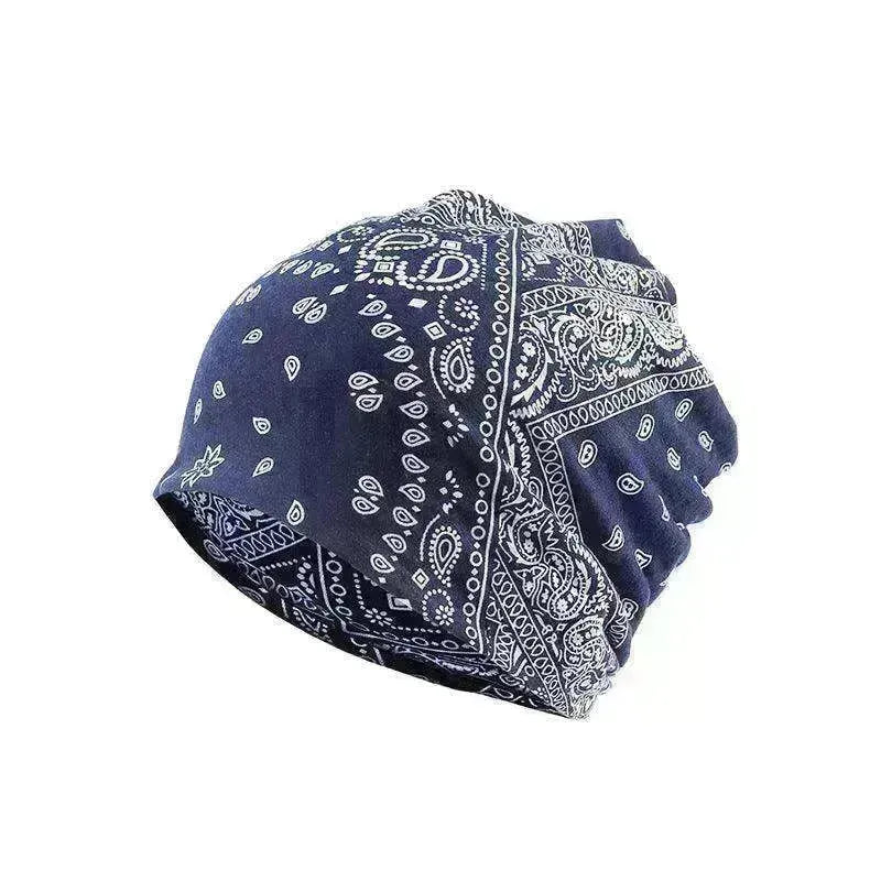 Unisex Autumn Windproof Earmuff Head Cashew Flower Print Pile Hood Hat - EX-STOCK CANADA