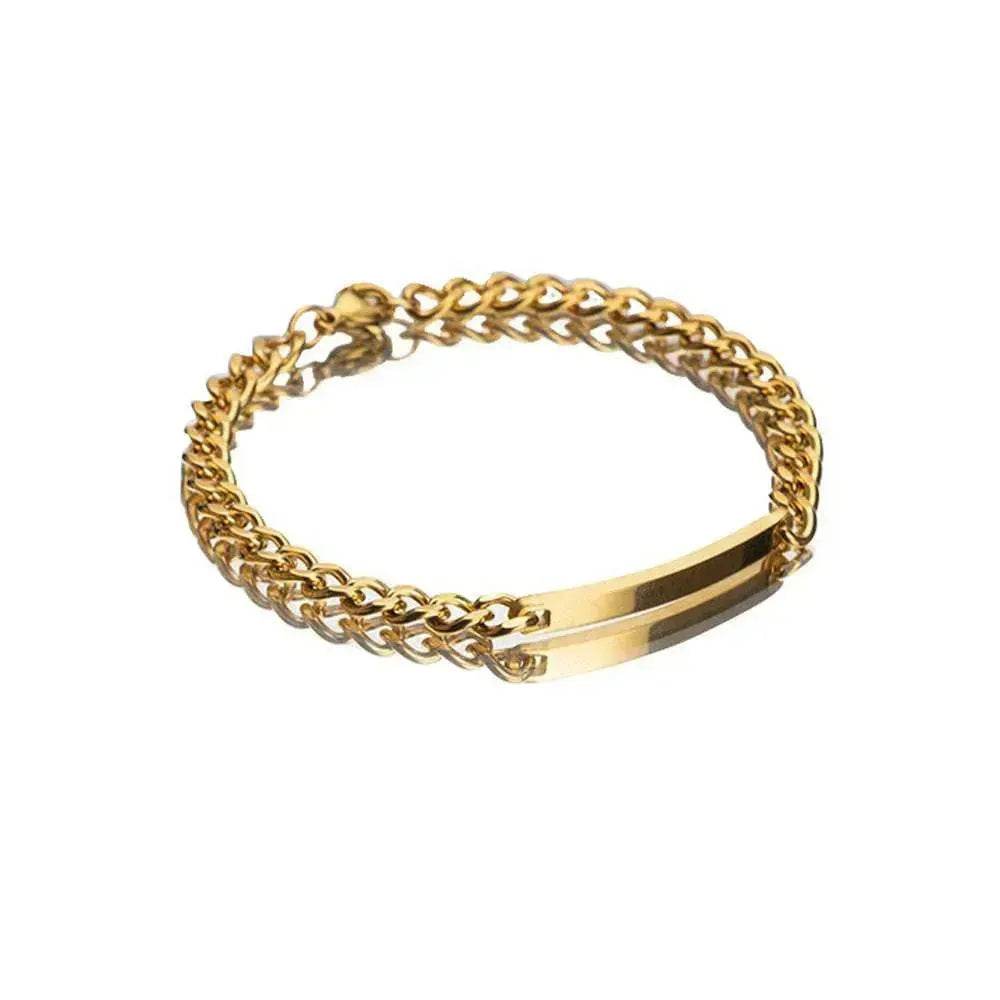 Unisex Titanium Steel Curved Plate Rose Gold Plated Bracelet - EX-STOCK Canada