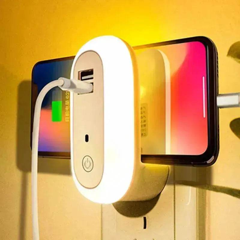USB Remote Control Wall Lamp Timing Dimming Night Light Simple Bedroom Living Room Corridor LED Wall Lamp Socket - EX-STOCK Canada