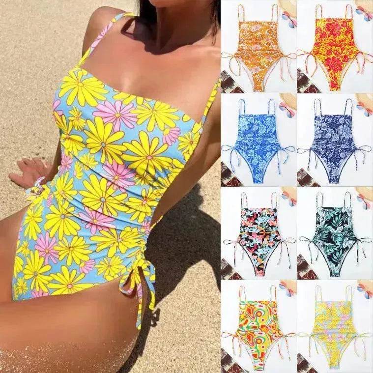 Vacation Style Drawstring Slimming Charming One Piece Swimsuit - EX-STOCK Canada