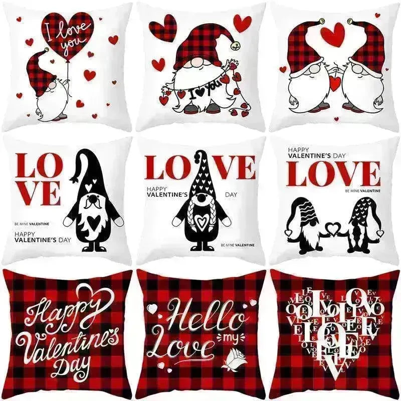 Valentine's Day Red Cartoon Letter Series Peach Skin Sofa Pillowcase - EX-STOCK CANADA