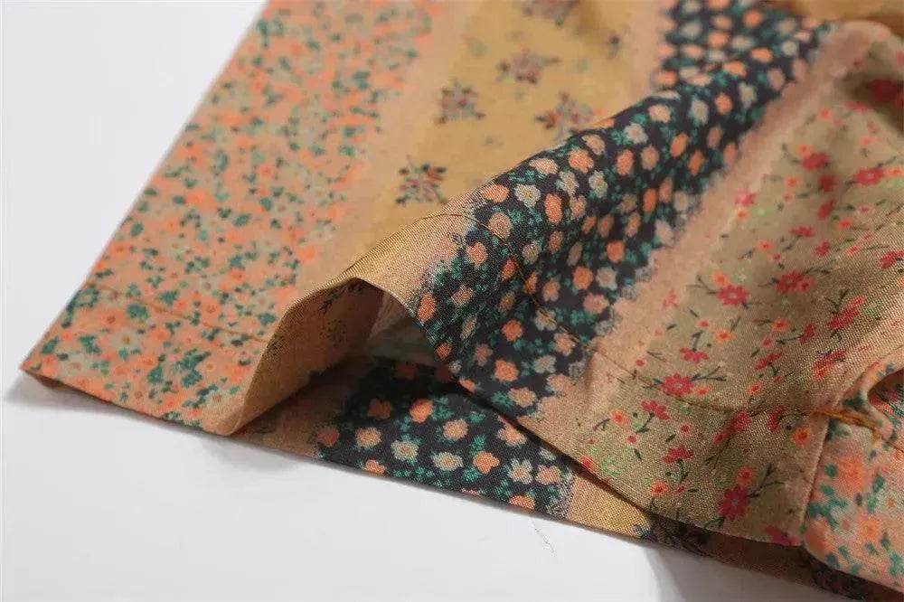 Vertical Stripes Small Floral Short-sleeved Casual Shirt - EX-STOCK Canada