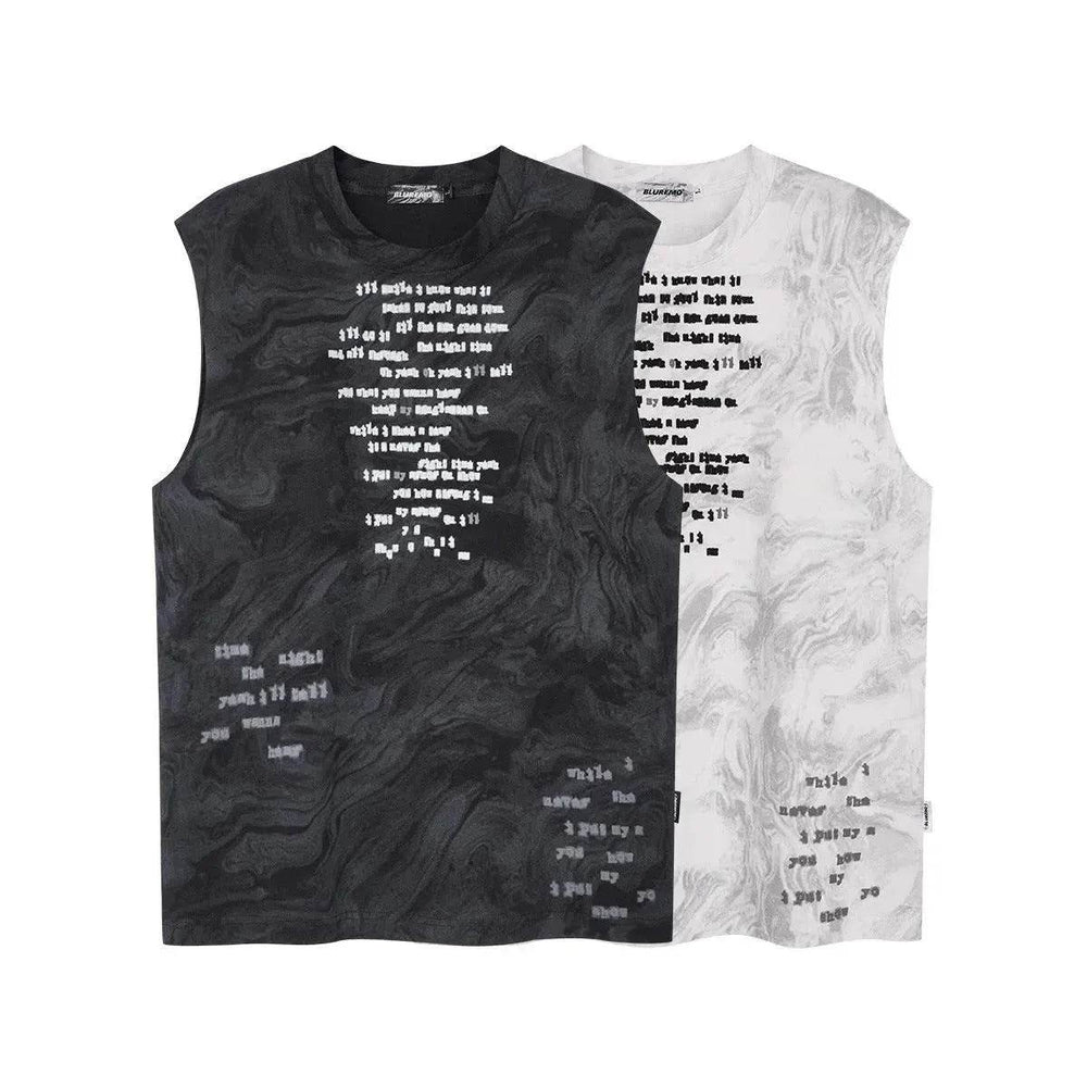 Vintage Batik Ink Letter Printing Tank Top Vest - EX-STOCK Canada