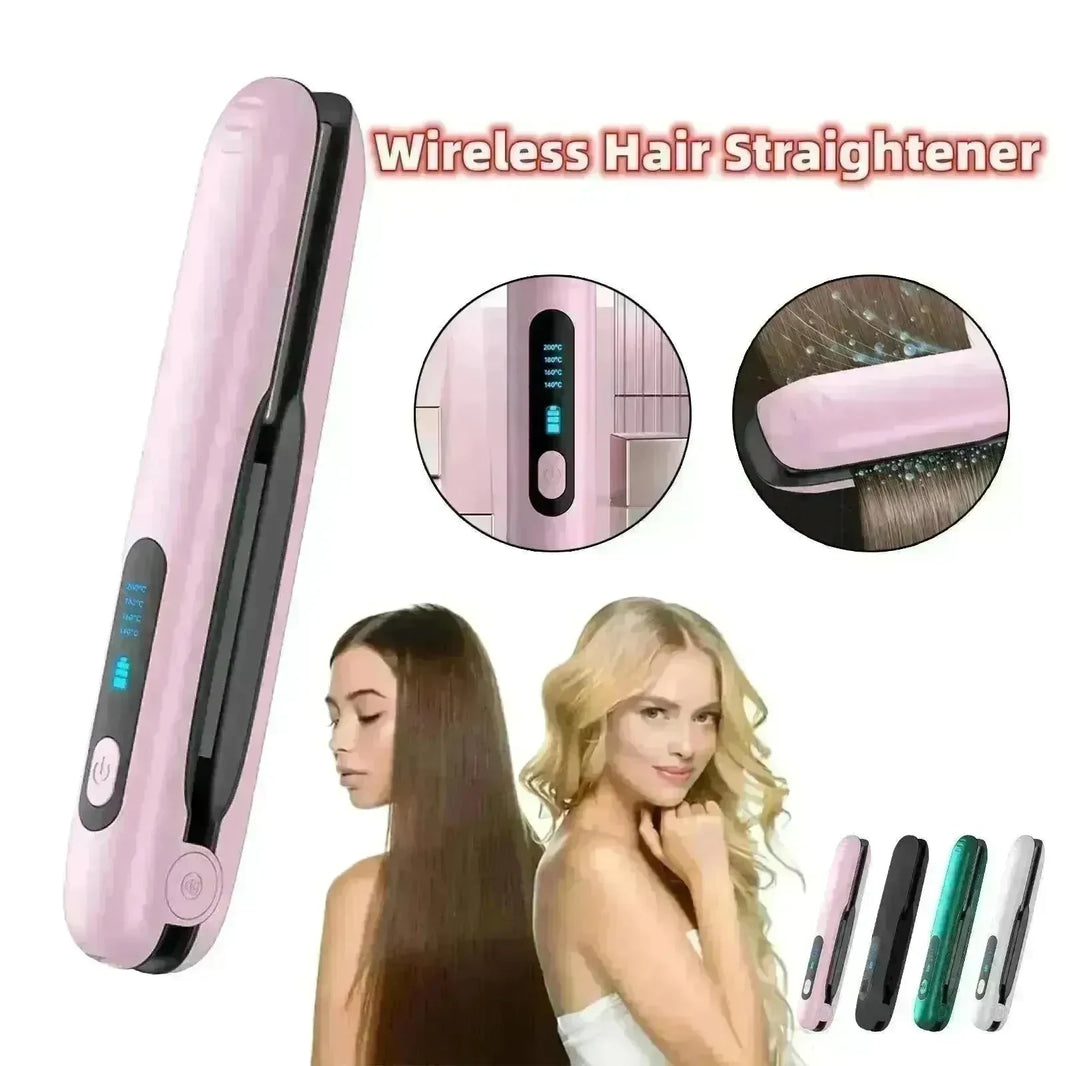 Wireless Hair Straightener Flat Iron Mini 2 IN 1 Roller USB 5000mAh Max 200 Degree Portable Cordless Curler 4 Levels Dry And Wet Uses - EX-STOCK CANADA
