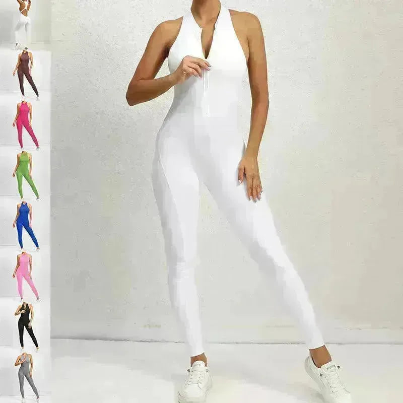 Woman's Zippered Sleeveless Stretch Shapewear Sports wear Jumpsuit - EX-STOCK CANADA