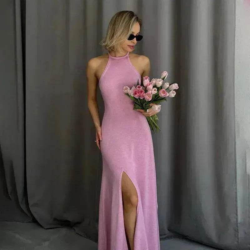 Women Fashion Halter Split Sleeveless Charming Slim Fit Dress - EX-STOCK Canada