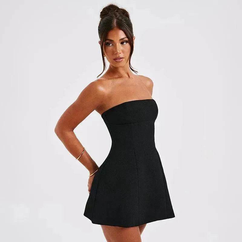 Women Fashion Tube Dress Summer Solid Color Backless Slim Short Party Dress - EX-STOCK Canada