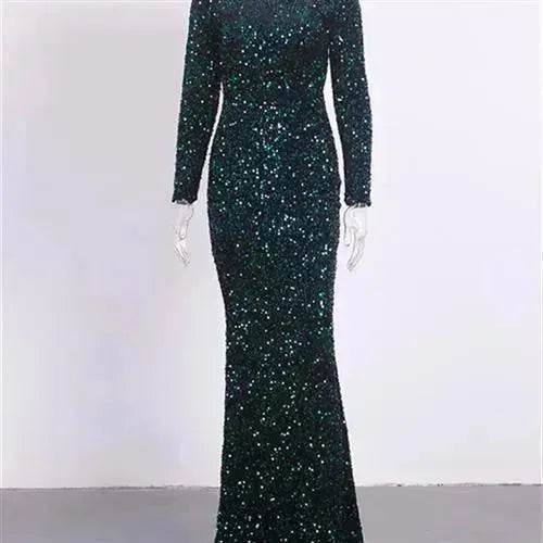 Women Modest Stretch Sequin Royal Blue Evening Prom Gown Party - EX-STOCK Canada