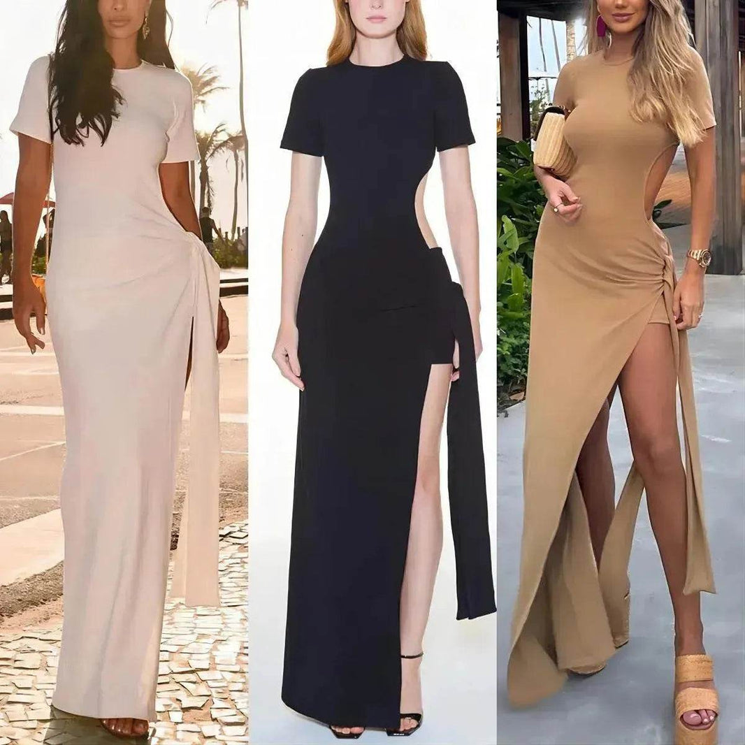 Women's Backless Lace Up Slim Fit Slit Dress - EX-STOCK Canada
