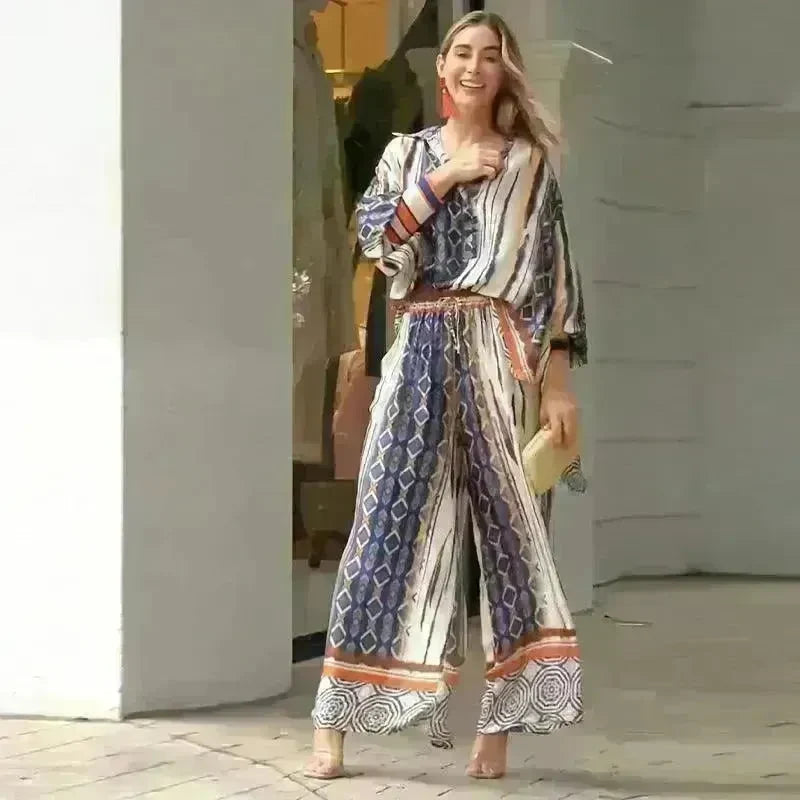 Women's Fashion Loose Printed Top Two-piece Pants - EX-STOCK CANADA