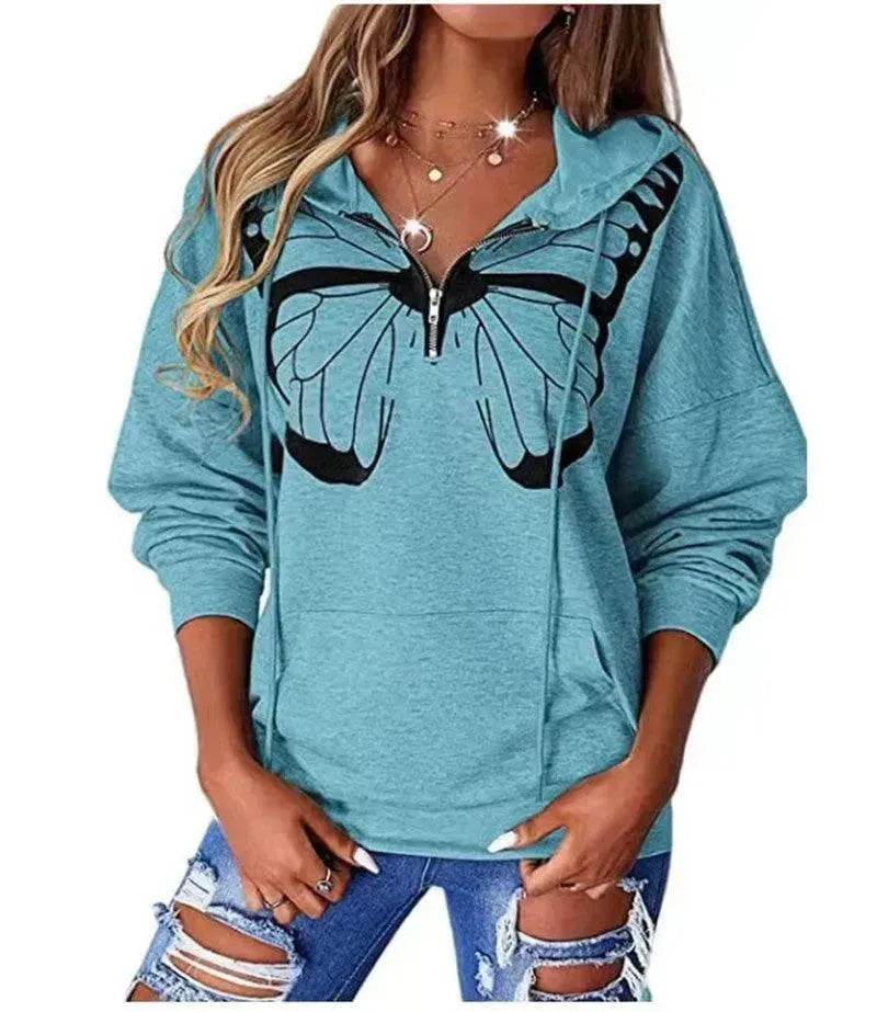 Women's Fashion Patchwork Print Hooded Loose Sweatshirt - EX-STOCK Canada
