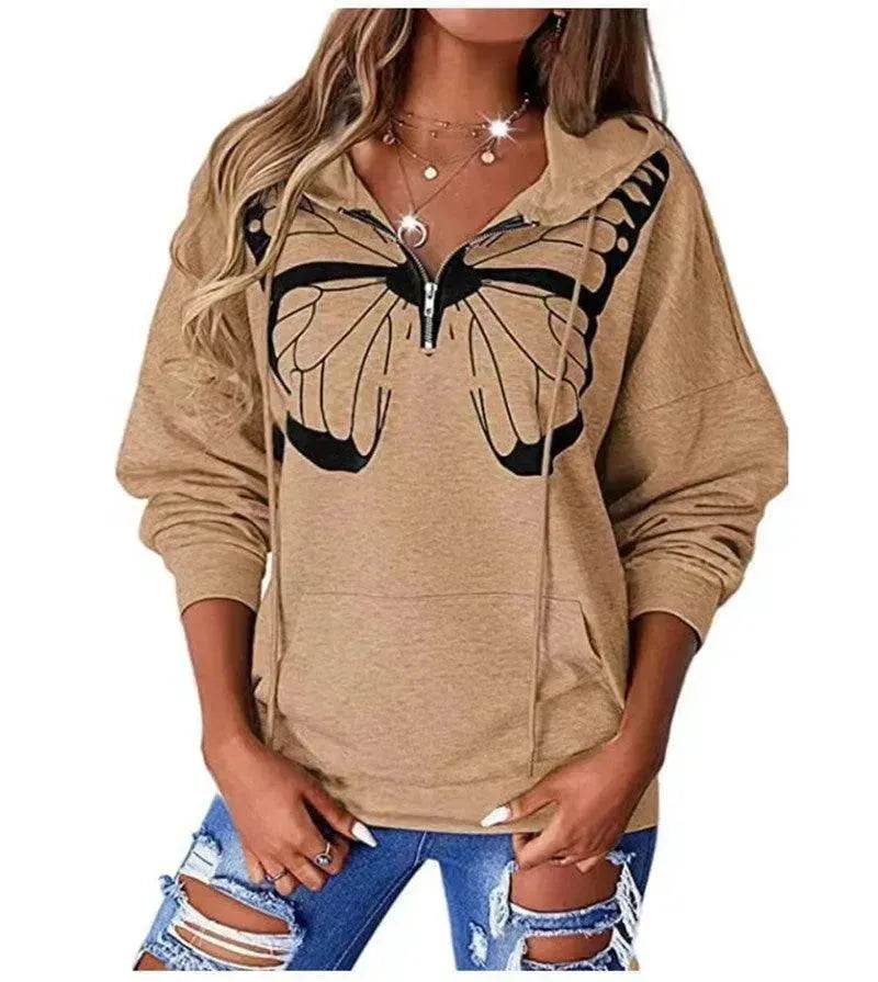 Women's Fashion Patchwork Print Hooded Loose Sweatshirt - EX-STOCK Canada