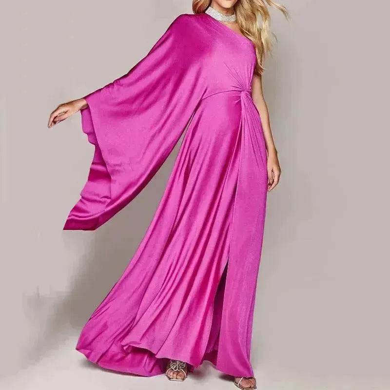 Women's Fashion Solid Color Crossbody Strapless Dress - EX-STOCK Canada